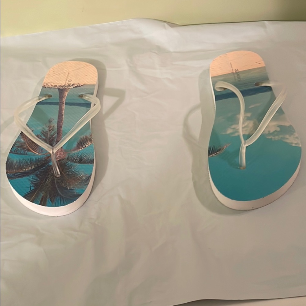 Tropical Flip Flops with Palm Tree Design